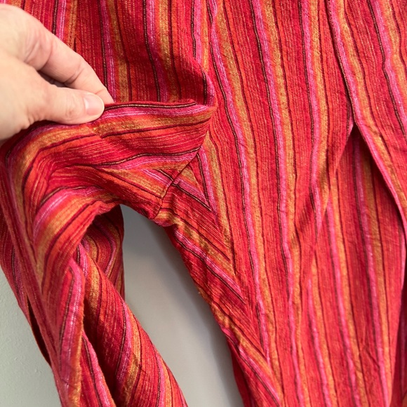 Drew Red Orange Stripe Emerson Jumpsuit Strapless Linen Blend Vacation Resort - Picture 4 of 10